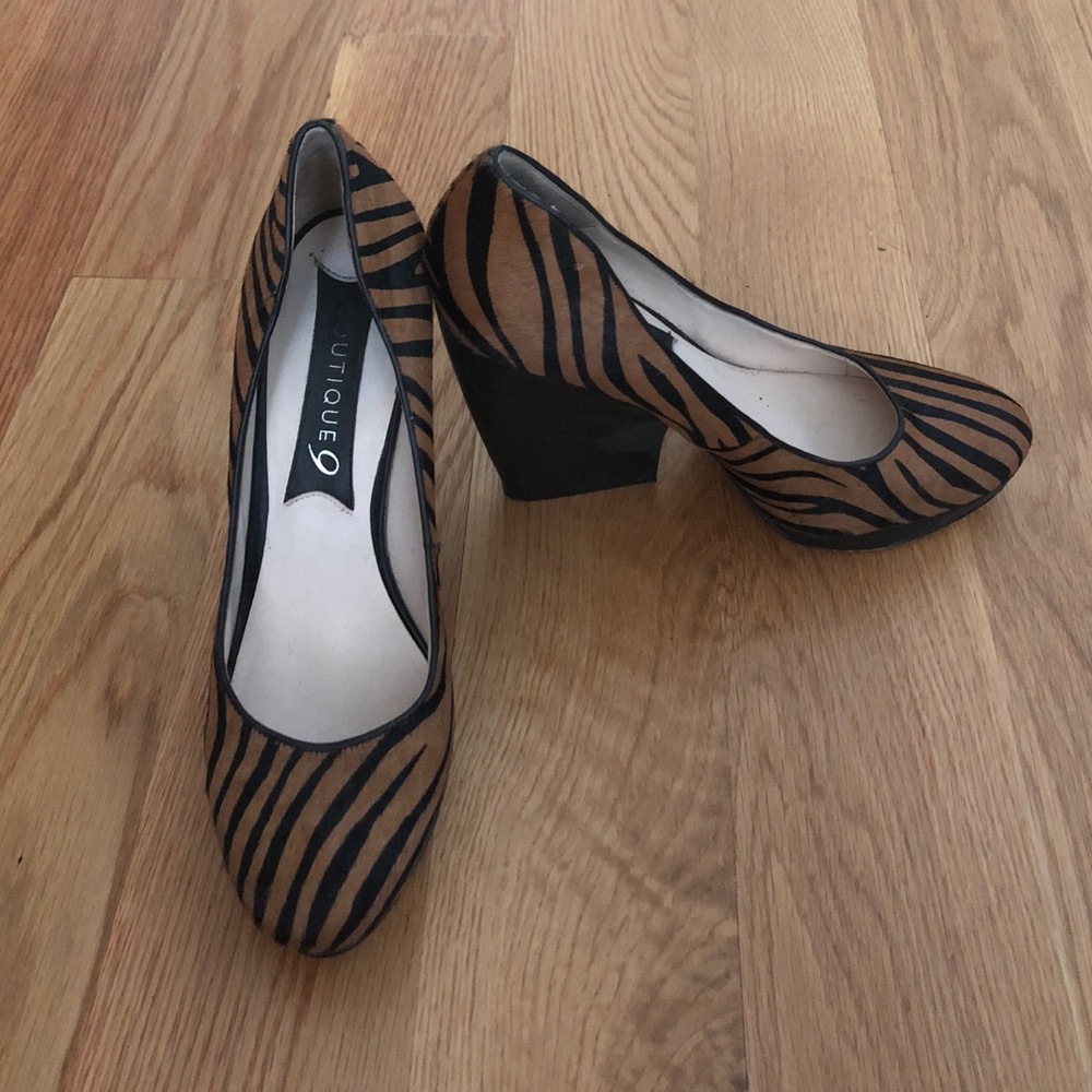 Tiger print block heel